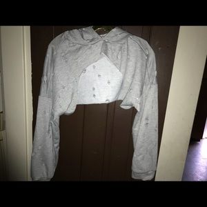 Gray Half Distressed Sweater